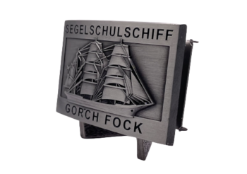 A60 Segelschulschiff GORCH FOCK - Massive Gürtelschnalle messingf. - German Navy