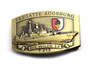 Gürtelschnalle - F213 Fregatte AUGSBURG - Die Wilde 13 - massiv m. Wappen