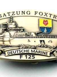 F125 Besatzung FOXTROT - Gürtelschnalle massiv messingfarben m. Wappen